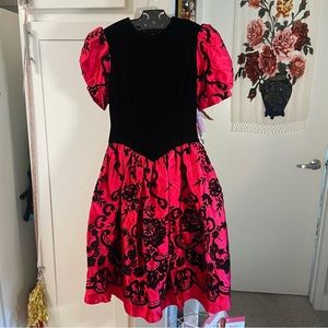 Gunne Sax Black and Pink Prom Dress